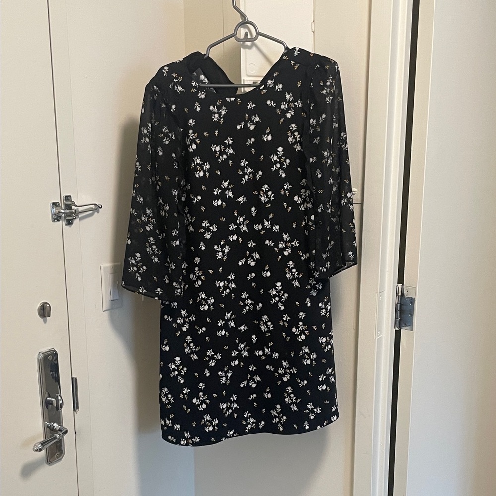 Ann Taylor Black Dress with White Floral Pattern